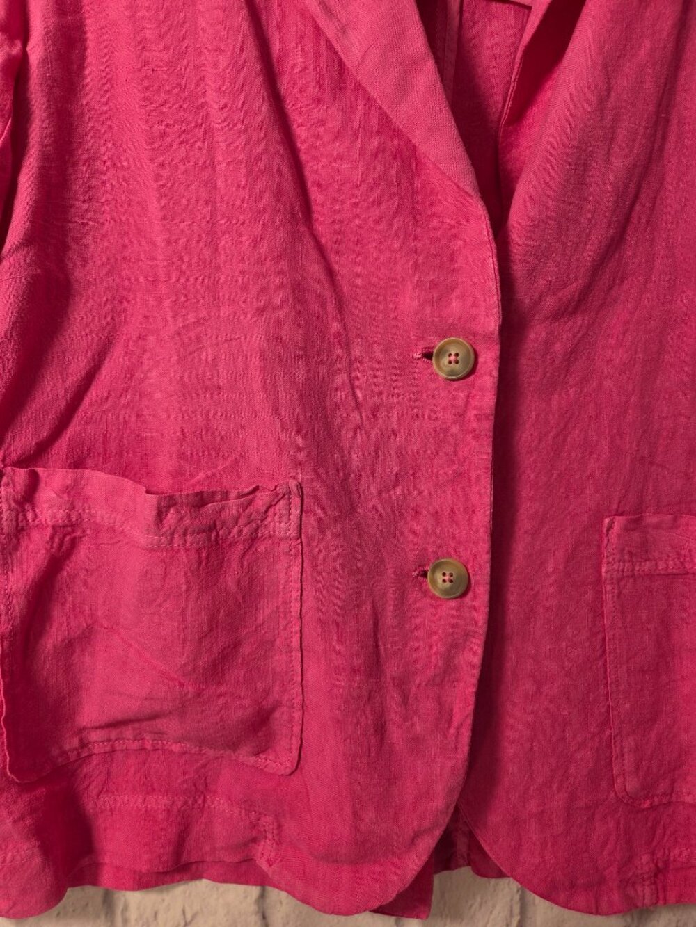 Zara 13/14 Bright Pink 100% Linen Lightweight Spring Blazer Jacket - Picture 5 of 9
